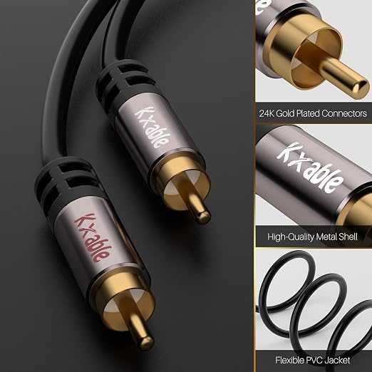 RCA Cable 25FT, 2RCA Male to 2RCA Male Stereo Audio Cable, 【Oxygen-Free Copper - Image 2