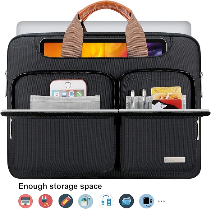 Lacdo 360° Protective Laptop Shoulder Bag, 15-15.6 inch Laptop Sleeve Case - Image 3