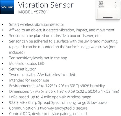 YoLink LoRa Smart Vibration Sensor; Smart Shock, Glass Break, Movement Detector - Image 2