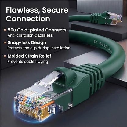 GEARit Cat 6 Ethernet Patch Cables 2 ft Green, CAT6 High Speed 24AWG 10Gbps - Image 4