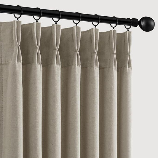 Memory Trained Pinch Pleated Curtains 96 Inches Long, Viral Linen Pinch Pleat by ANRODUO