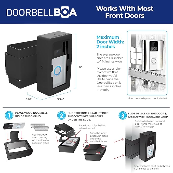Anti-Theft Video Doorbell Door Mount, No Tools or Installation, Mounts Securely - Image 5