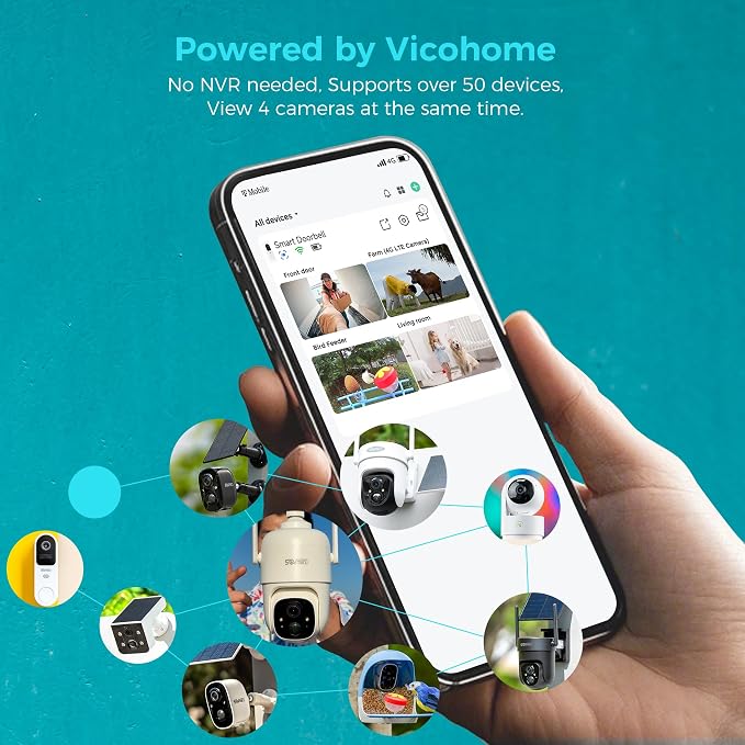 Vicohome 4CG6B Best 2K Solar Security Camera Wireless Outdoor, Battery Powered - Image 2
