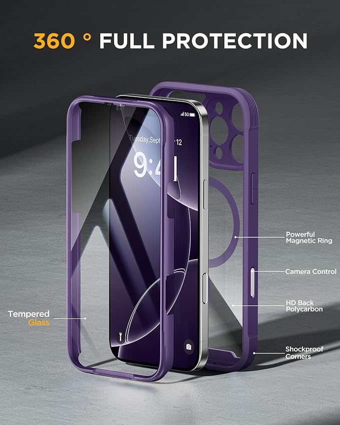 Miracase Magnetic for iPhone 16 Pro Case Full-Body Phone - Image 2
