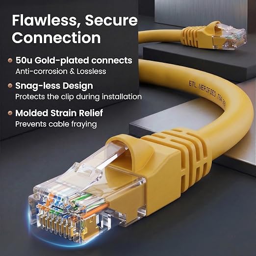GEARit Cat 6 Ethernet Patch Cable 7 ft Yellow Cat6 Patch Cables 7ft - Image 4