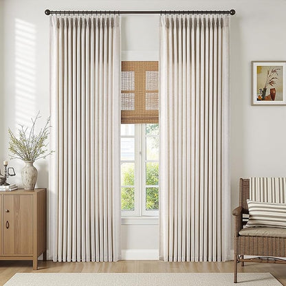 Memory Trained Pinch Pleated Curtains 120 Inches Long, Viral Linen Pinch Pleat - Image 2