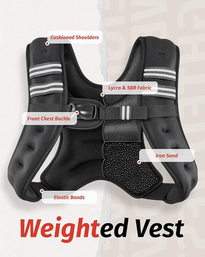 ZELUS Weighted Vest, 6lb/8lb/12lb/16lb/20lb/25lb/30lb Weight Vest - Image 4