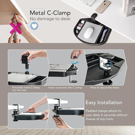 EHO Clamp-On Desk Organizer, Mouse Pad Storage, Spill-Proof, Under Desk Storage - Image 2