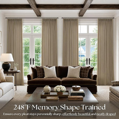 Extra Long 112 Inch Pinch Pleated Living Room Curtains 4 Panels Set, Light - Image 7