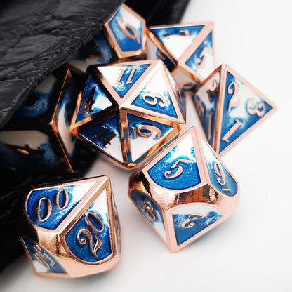 Haxtec Metal DND Dice Set Copper Blue White D&D Dice - Image 4