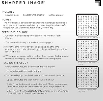 Sharper Image LED Word Digital Clock, Light-Up Desk & Wall Clock, Modern Time - Image 7
