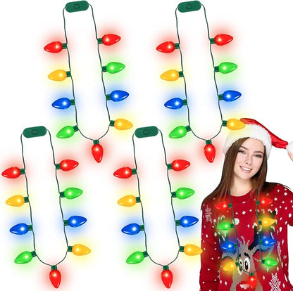 QZYL 4 Pcs Christmas Necklace, 9 LED Bulbs Christmas Light Up Necklace Bulk - Image 8
