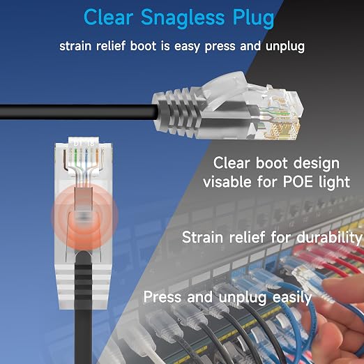 Cat6a Slim Ethernet Patch Cable 2 ft, Cat6a Patch Cable - Image 4