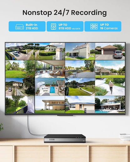 ZOSI H.265+ 1080p 16 Channel Home Security Camera Outdoor Indoor, 16CH CCTV DVR - Image 5