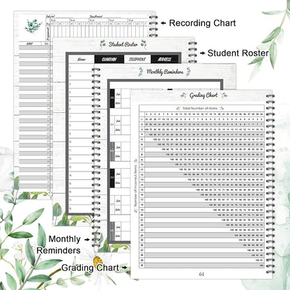 Faccito 8.3'' x 11'' Teacher Record Book 2025 Grade Book Undated Attendance - Image 3