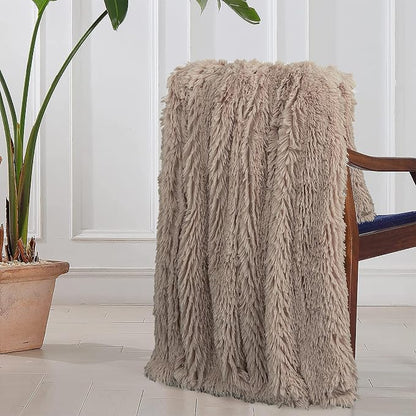 Tuddrom Decorative Extra Soft Faux Fur Throw Blanket 70"x78", Solid Reversible - Image 5
