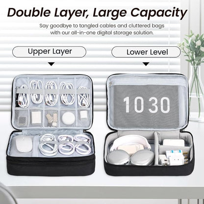 Large Electronic Organizer Travel Case, Double Layer Tech Accessories Bag - Image 4