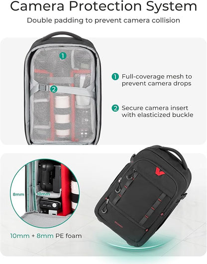 BAGSMART Rolling Camera Bag for DSLRs, Professional Large Camera Backpacks for - Image 4