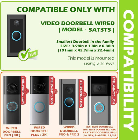 Video Doorbell Corner Mount for Doorbell Wired Corners Mounting Bracket 45 - Image 2
