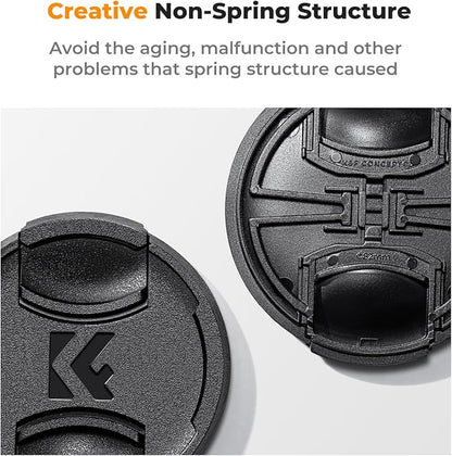 K&F Concept 43mm Lens Cap, 9-in-1 Center Pinch Lens Cover + Anti-Loss Keeper - Image 3