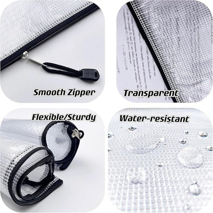 Plastic Mesh Zipper Pouch Document Folders Bag Zip File Bags - Image 3