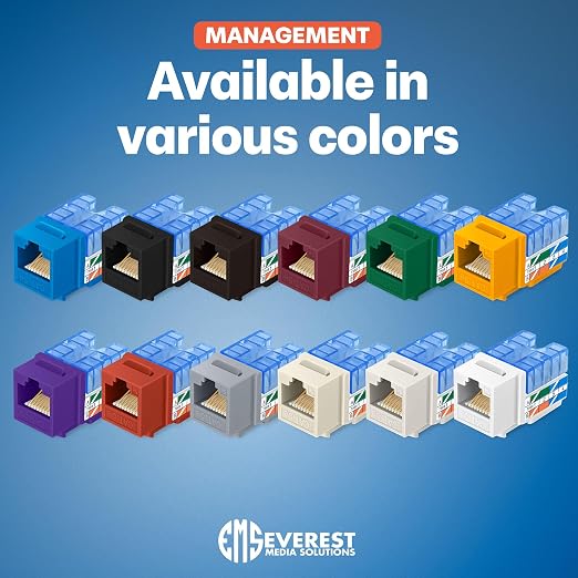 Everest 90° Angled RJ45 Cat5e Keystone Jacks 50-Pack in Yellow - Image 7