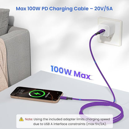 Elebase USB Type C to C 100W Charging Cable 6.6FT - Image 4
