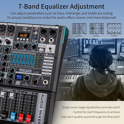 DJ Mixer, TKLBLS Professional 12 Channel Audio Mixer Board - Image 4