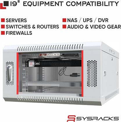 18U Wall Mount Server Rack Cabinet 24” Deep, 19” Network & AV Enclosure - Image 9