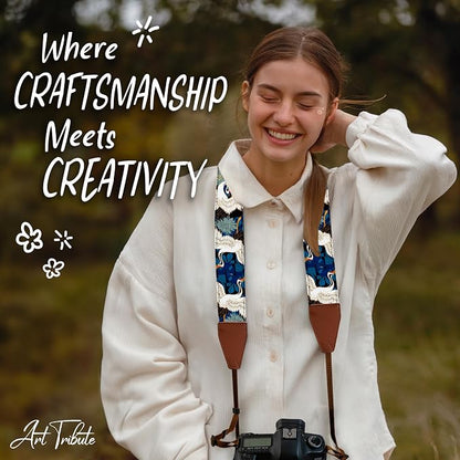 Art Tribute Camera Strap, Vintage Embroidered Neck Shoulder & Crossbody Camera - Image 8