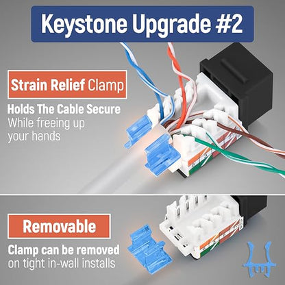 Everest 45° Angled RJ45 Cat5e Keystone Jacks 20-Pack in Black - Image 4