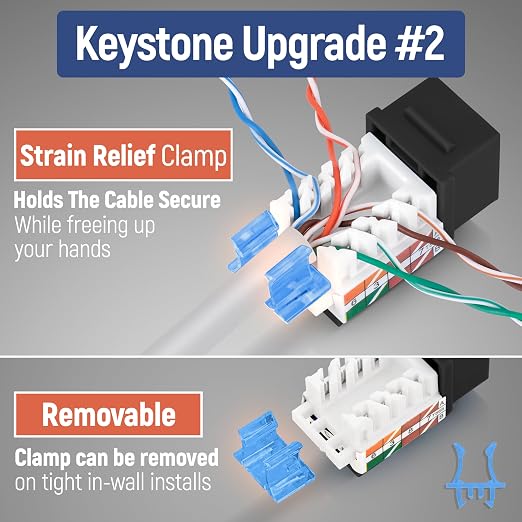 Everest 45° Angled RJ45 Cat5e Keystone Jacks 10-Pack in Black - Image 4