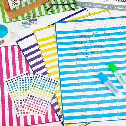 8 Pack Colorful Dry Erase Incentive Chart Multi-Color Classroom Laminated Dry - Image 4