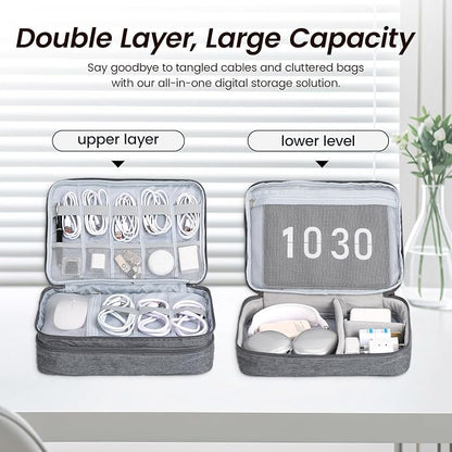 Large Electronic Organizer Travel Case, Double Layer Tech Accessories Bag - Image 4