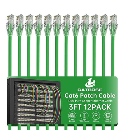 3 Feet Cat6 Patch Cables, Solid Pure Copper Patch Cord, Cat 6 Ethernet Cable by CatBose