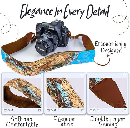 Art Tribute Travel Camera Strap World Map - Image 3