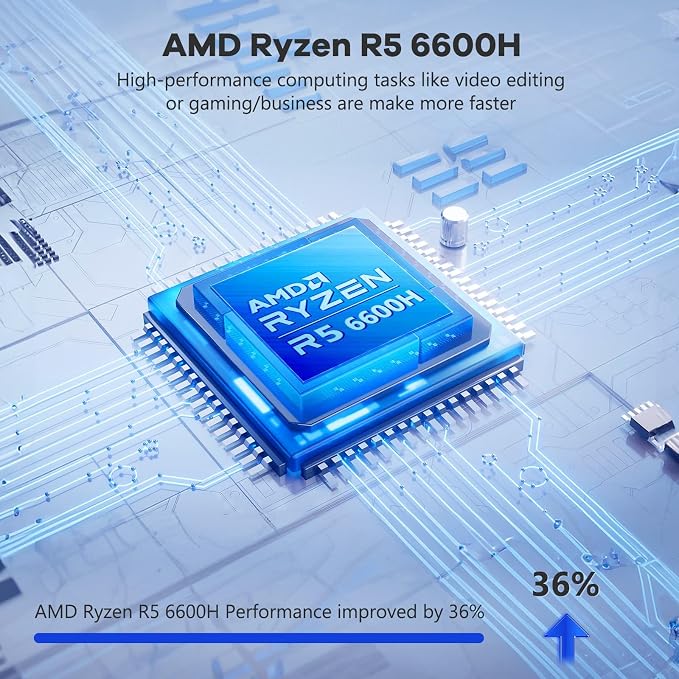 NIMO 15.6" IPS FHD-Gaming-Laptop, AMD Ryzen 5 6600H 6-Cores 660M GPU 32GB DDR5 - Image 2