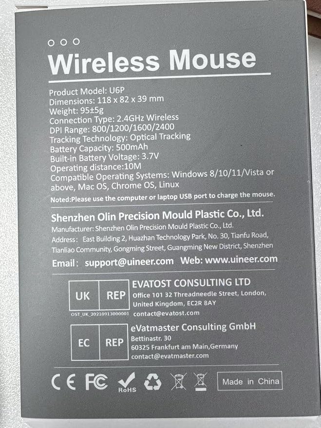 Bluetooth Mouse, Visible Battery Level, 4 Adjustable DPI, Coldless Mice - Image 8