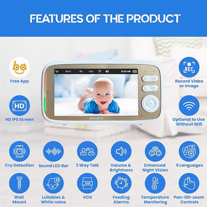 Smart Baby Monitor, 1500ft Long Range, 48 Hours Battery, 2K HD Camera, - Image 6