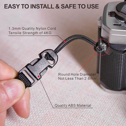 Padwa Lifestyle 8 Pcs Black Quick Release Camera Strap QD Loops Connector - Image 4