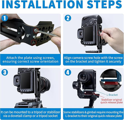 DSLR Camera L Bracket with 1/4" & 3/8" Screw Hole, Vertical Horizontal - Image 9