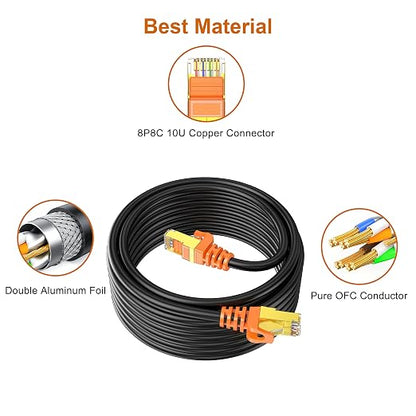 100 ft Cat 7 Ethernet Cable, Outdoor and Indoor LAN Cord - Image 5