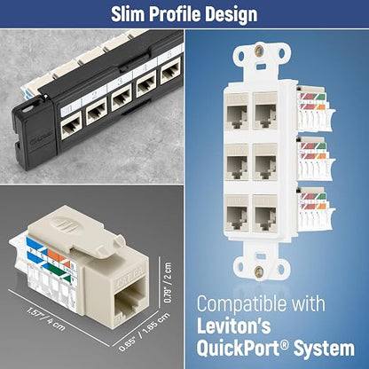 Everest Media Solutions 45° Angled CAT6A Keystone Jack in Ivory - Image 7