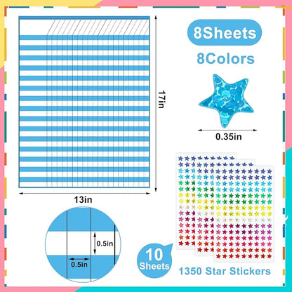 8 Pack Colorful Dry Erase Incentive Chart Multi-Color Classroom Laminated Dry - Image 2