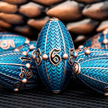 ARUOHHA DND Metal Dice Copper Blue Dragon Egg Dice - Image 3