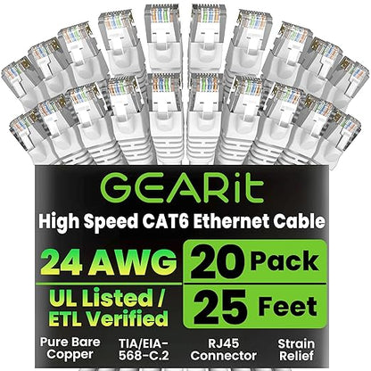 GEARit Cat 6 Ethernet Cable Cat6 Network Patch, Snagless Cord, Internet by GEARit