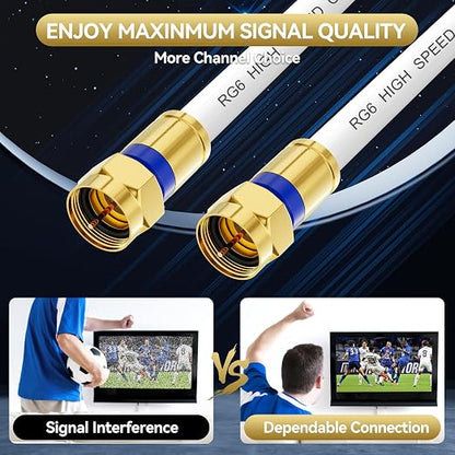 Coaxial Cable 1.5ft 10Pack, RG6 Coax Cable Cord Extender - Image 2
