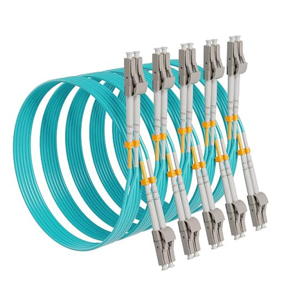 KeepFly Fiber- OM4 LC to LC Fiber Patch Cable 5M-5Pack, 40G/100GB 50/125μm by KeepFlyFiber