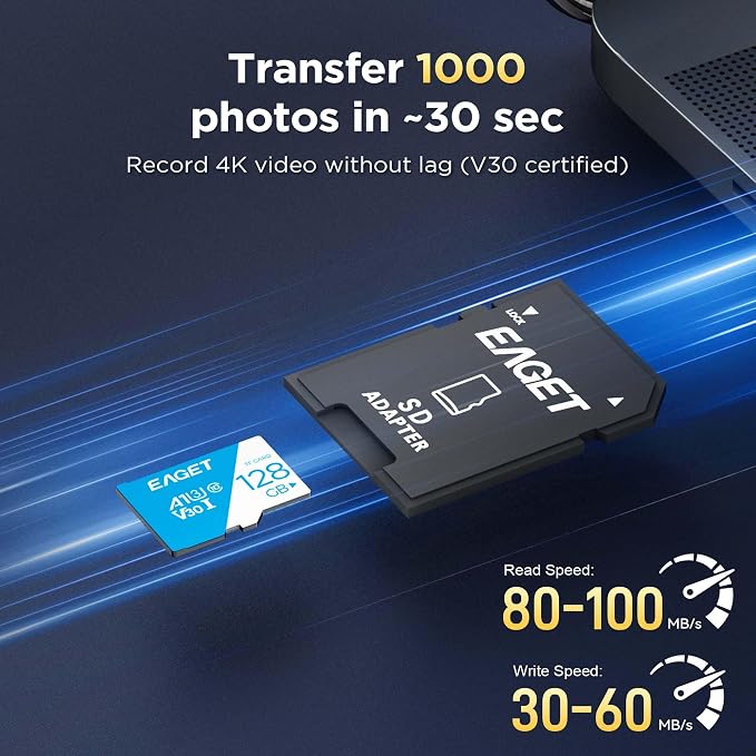 EAGET 3-Pack 128GB TF Memory Card Up to 100MB/s Read - Image 3