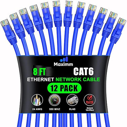 Maximm Cat 6 Ethernet Cable - 8 ft - High-Speed LAN by MaximmCable